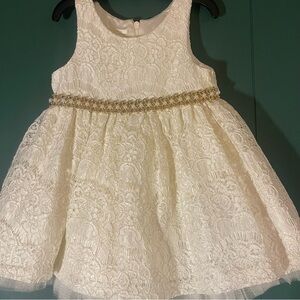 American Princess Ivory Lace Dress with Gold Accents size 12-18 months